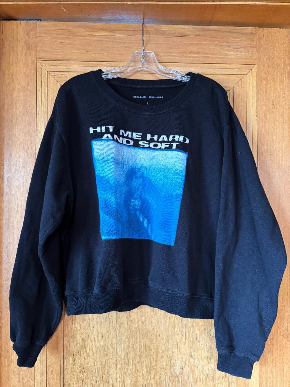Billie Eilish Underwater Black Crewneck Sweatshirt, Hit Me Hard and Soft, Large
